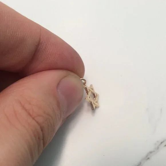 14k Solid Real Yellow Gold Star Of David Small pendantcharm.70gr